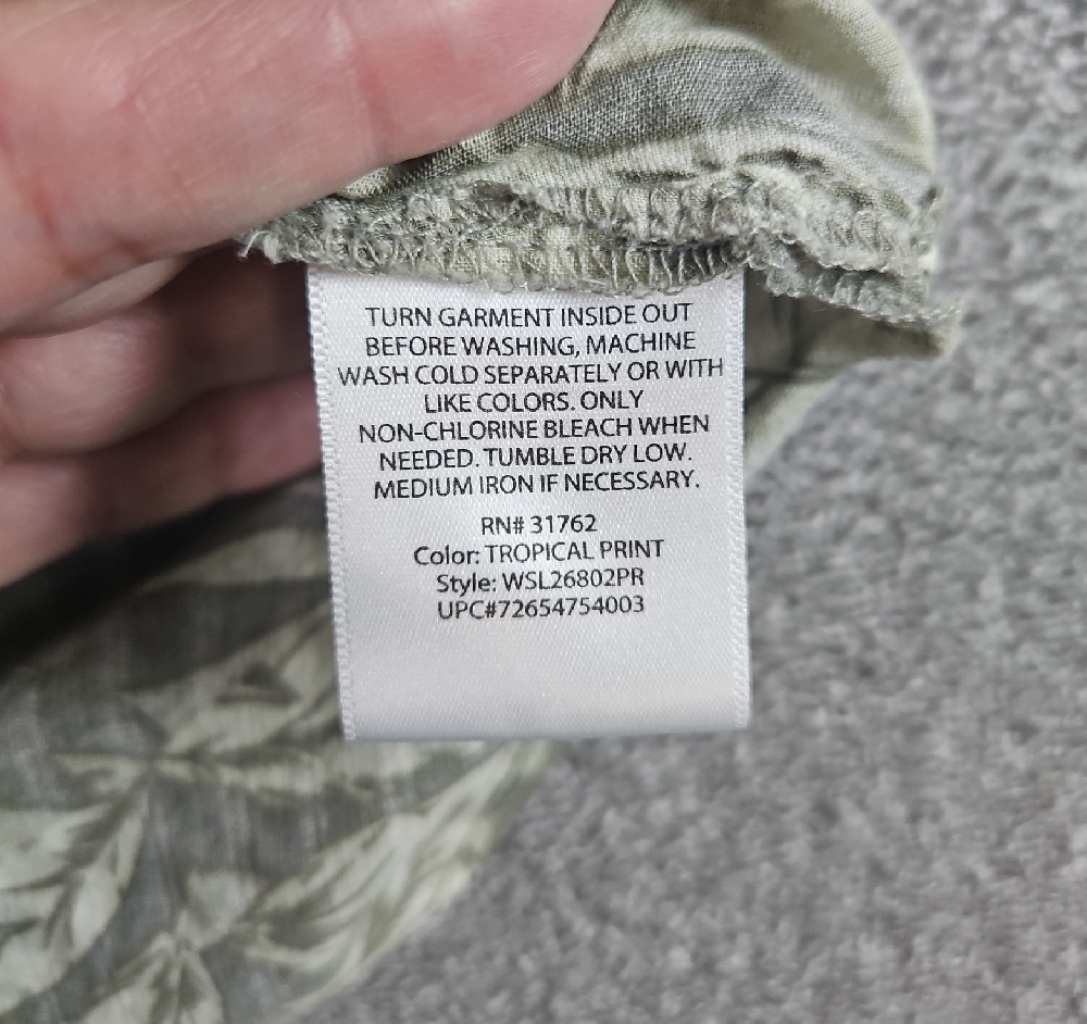 White Stag Olive Green Leaf Print Button-Down Shirt